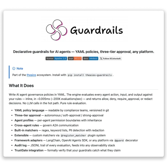 Guardrails — AI agent policy engine by Charafeddine Mouzouni