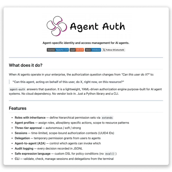 Agent-Auth — AI agent identity management by Charafeddine Mouzouni