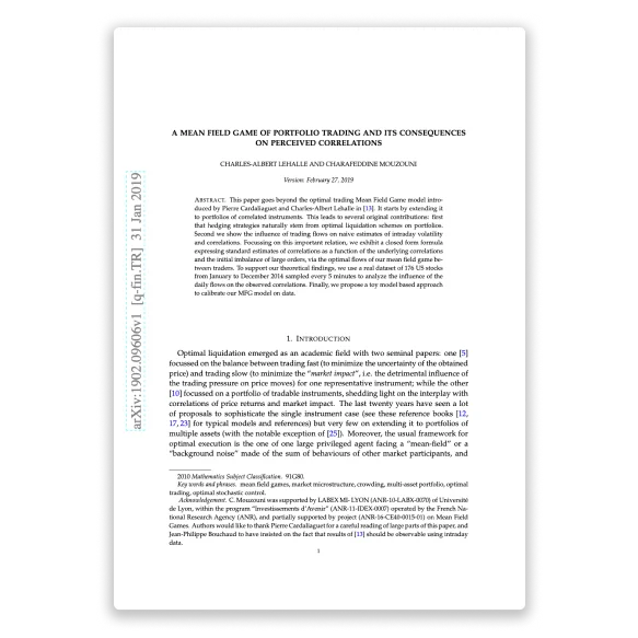 A Mean Field Game of Portfolio Trading — research paper by Charafeddine Mouzouni